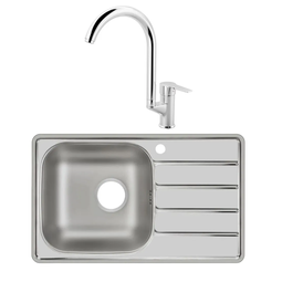 Комплект кухонная мойка Domaci Равенна Rand DGR L2TG со смесителем Mega Snow MG-SH03 хром
