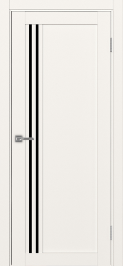 Межкомнатная дверь OPorte Турин 555 Бежевый стекло лакобель черное