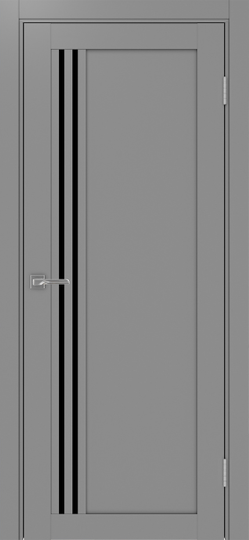 Межкомнатная дверь OPorte Турин 555 Серый стекло лакобель черное