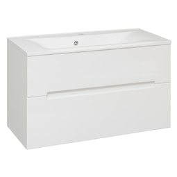 Тумба с раковиной Aqua de Marco Olivia 100 белая подвесная 2 ящика