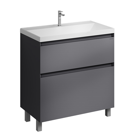 Тумба с раковиной Grossman Меркадо 80 графит матовая напольная