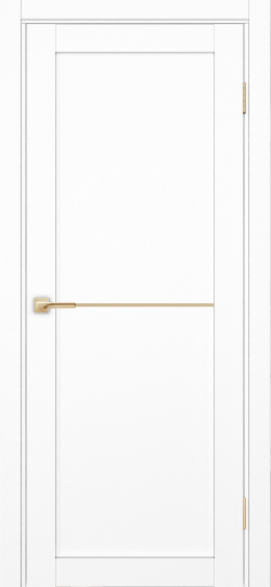 Межкомнатная дверь OPorte Турин 502АПП Белый снежный молдинг золото